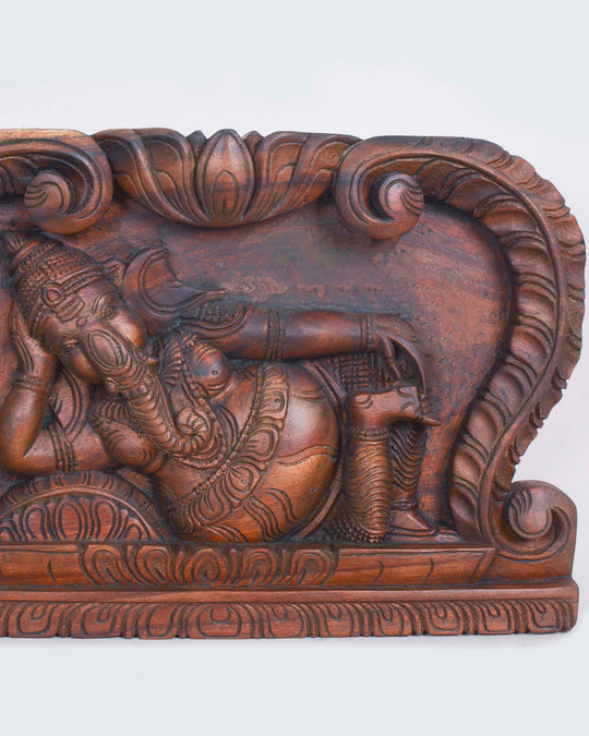 Lord Ganesh Relaxly Reclining on pillow panel 18"