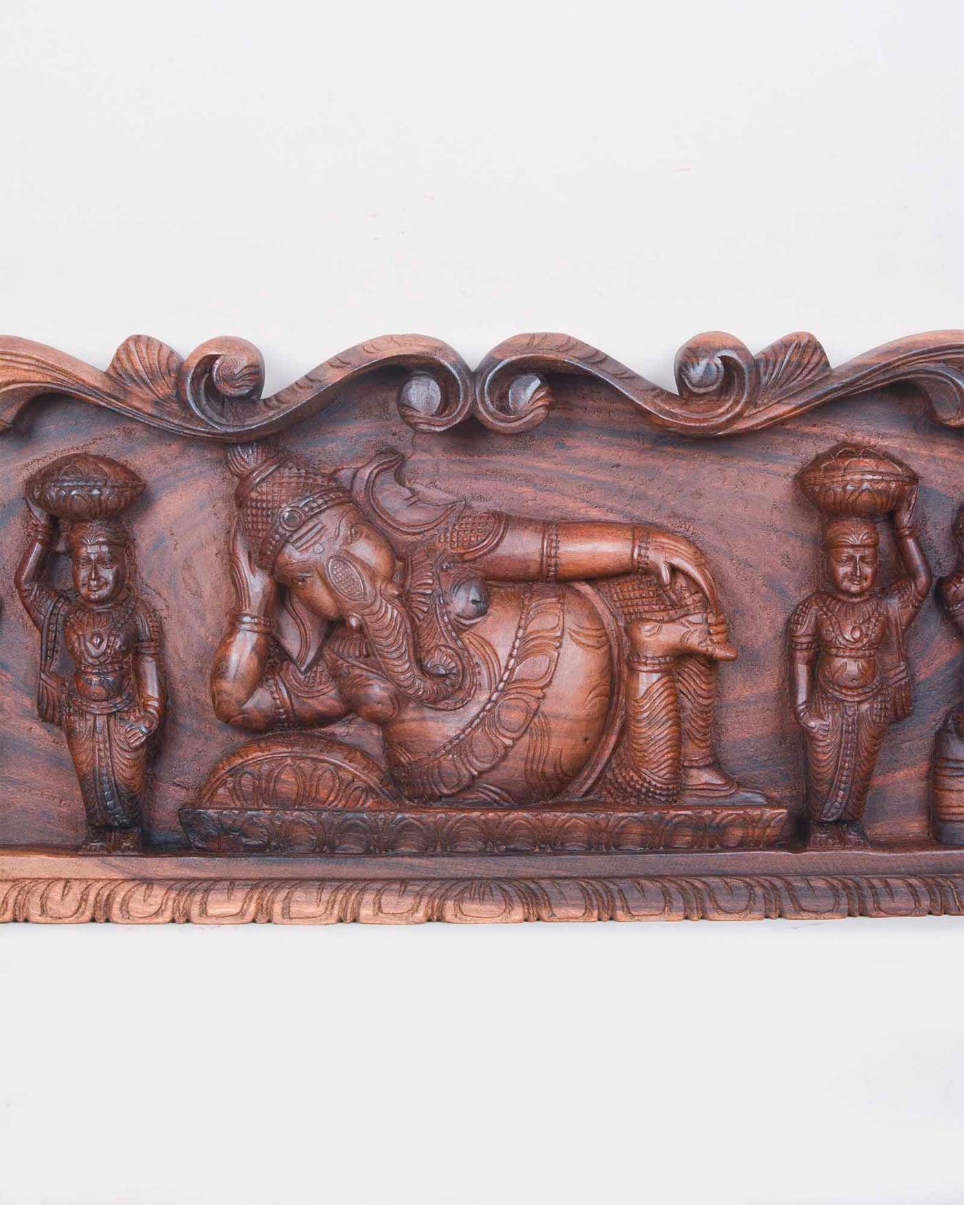 Reclining Lord Ganesh with Two Nartaki Ganesh panel 36"