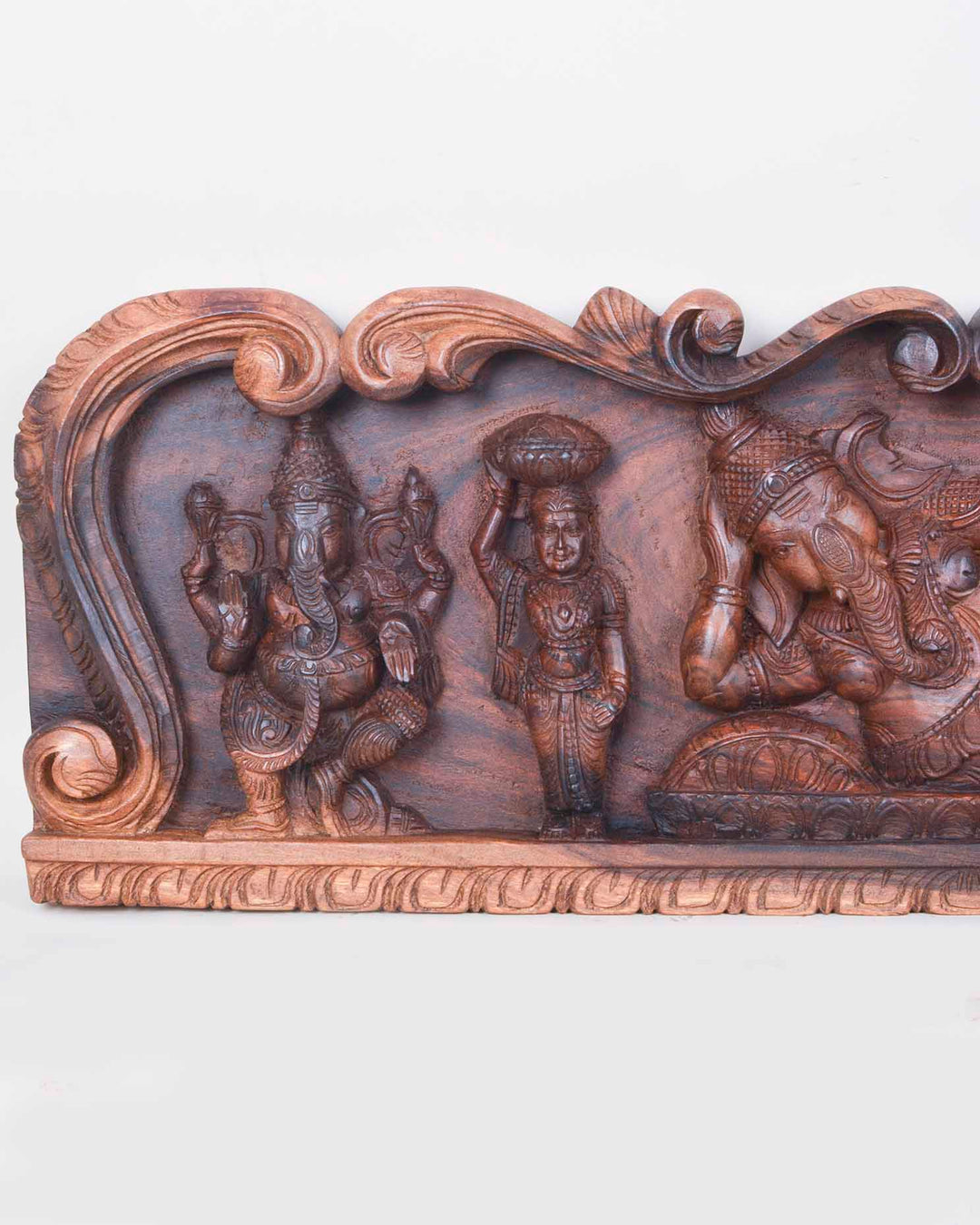 Reclining Lord Ganesh with Two Nartaki Ganesh panel 36"