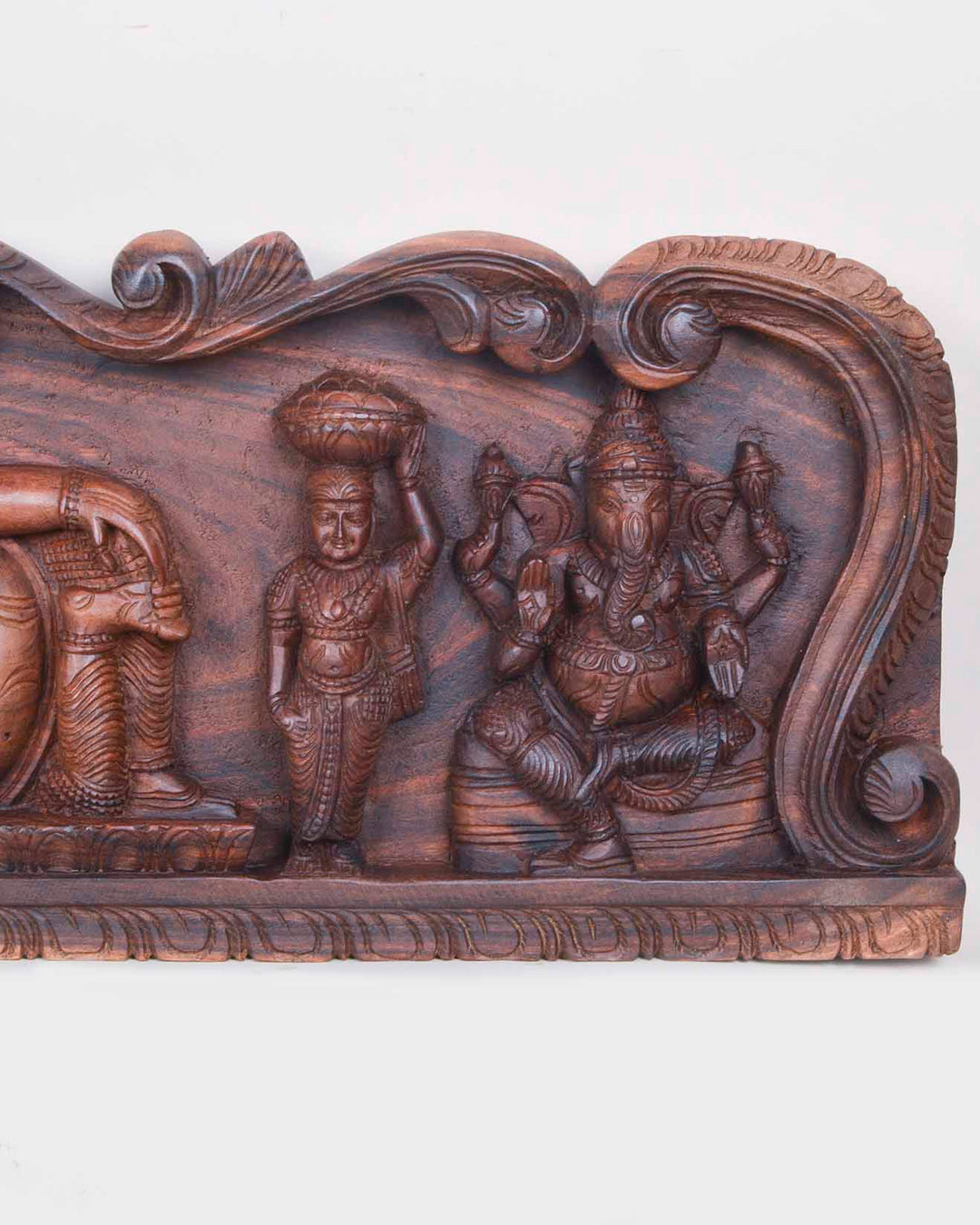 Reclining Lord Ganesh with Two Nartaki Ganesh panel 36"