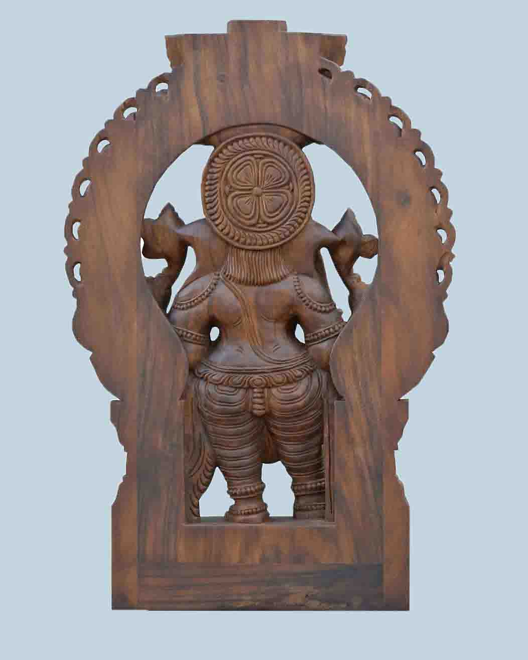 Wooden Sculpture Of Bridgegroom Ganesha With Arch Design 36"